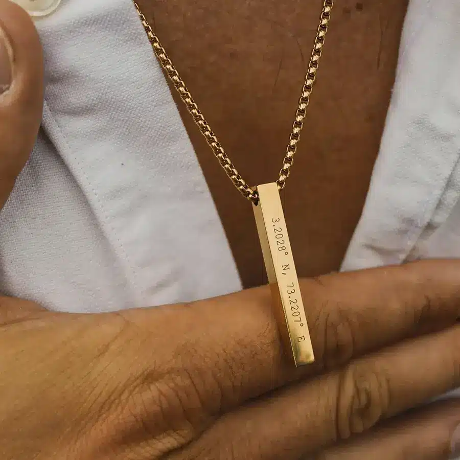 قلادة ذهبية مميزة - عبارة و شعار من اختيارك 5 bg008