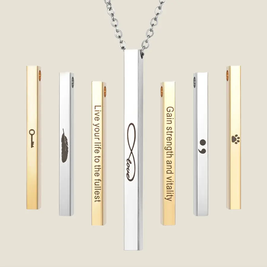 قلادة فضية مميزة - عبارة و شعار من اختيارك 8 bgs010