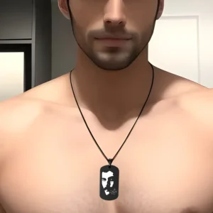 قلادة سوداء مميزة - صورة و كتابة من اختيارك